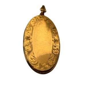 Antique Gold-Filled Oval Locket Necklace 20g Floral Engraved c.1900 Gift Ready